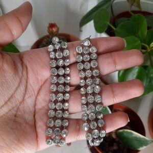 Silver Cz Diamond Earrings